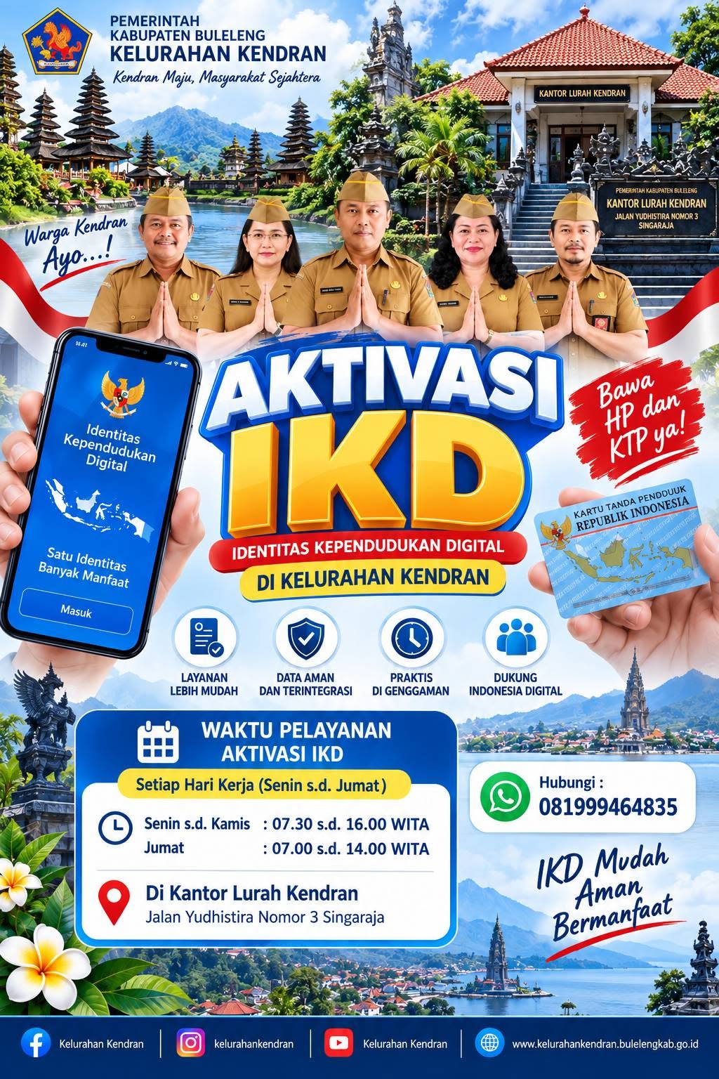 AYO AKTIVASI IKD! ???????? Identitas Kependudukan Digital  Warga Kelurahan Kendran, mari manfaatkan layanan Aktivasi IKD untuk memiliki identitas kependudukan dalam bentuk digital yang praktis dan mudah digunakan.