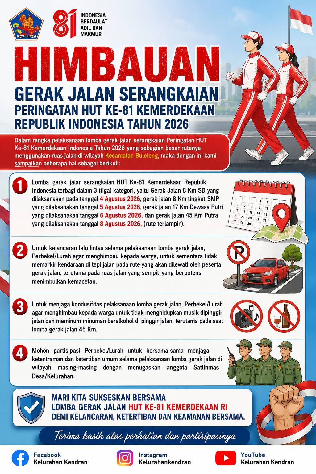 HIMBAUAN KEPADA MASYARAKAT DALAM RANGKA PELAKSANAAN LOMBA GERAK JALAN HUT KE-81 KEMERDEKAAN REPUBLIK INDONESIA TAHUN 2026